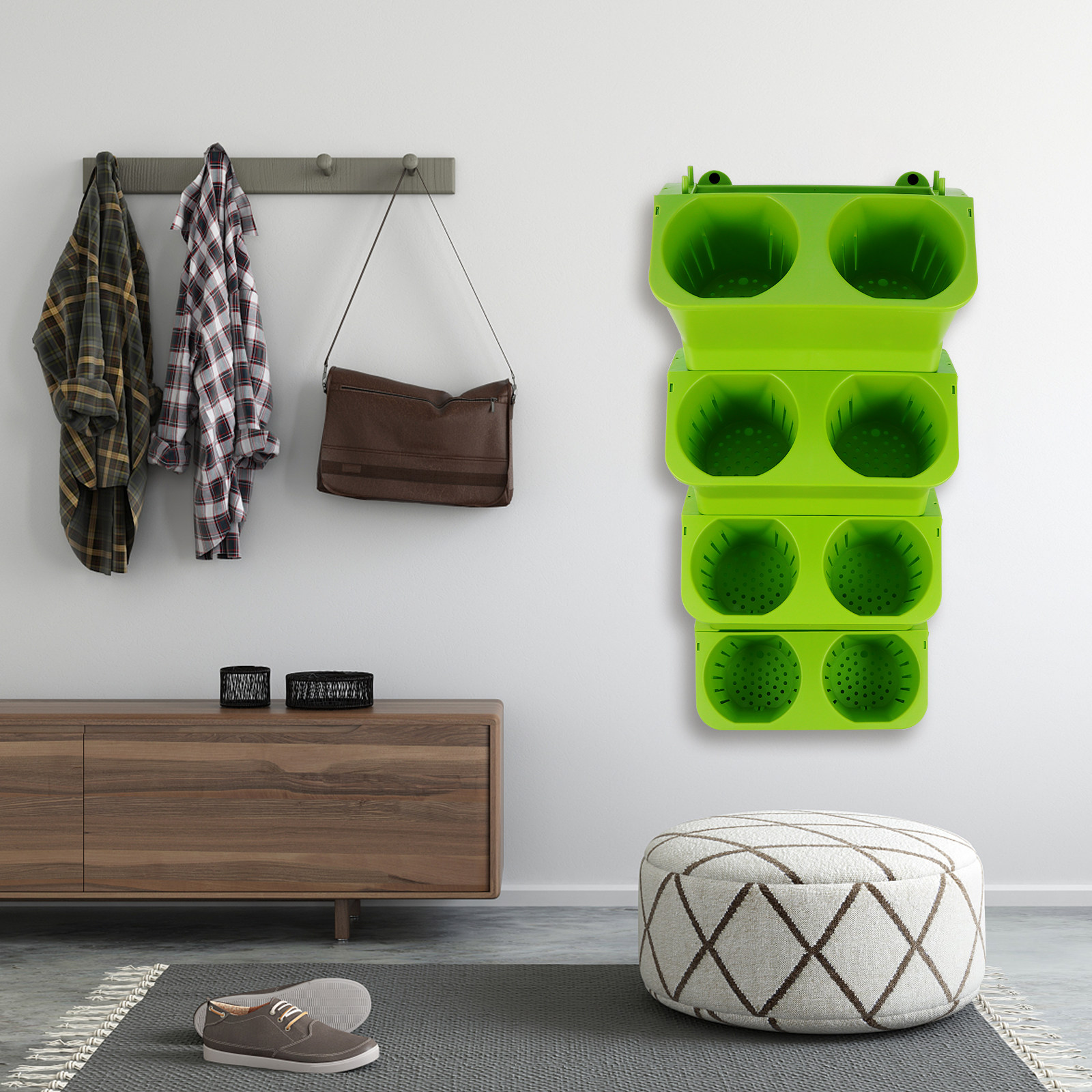 Vertical Planter - 4-teiliges vertikales Wandpflanzgefäß-Set, selbstbewässernd, 2-Wand-Pflanzgefäße für