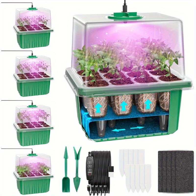 Seed Starter Tray - LED-Wachstumslicht für Gartenpflanzen, Sukkulenten, Blumen, atmungsaktiver