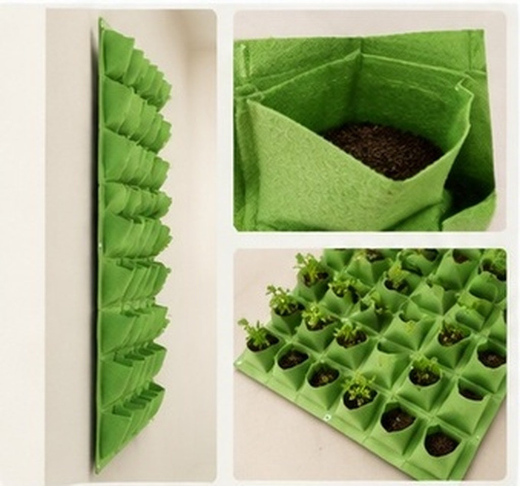 Vertical Planter - 64-Taschen Wandmontierter Pflanzbeutel aus Vliesstoff für