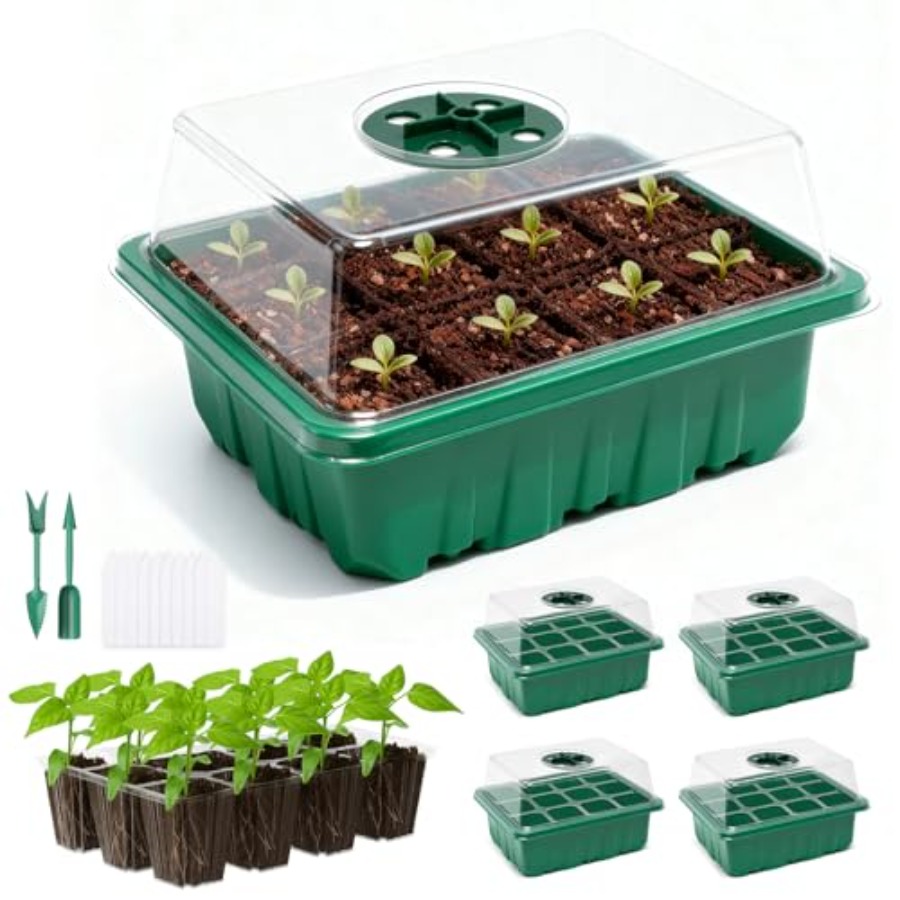 Seed Starter Tray - 5er-Pack Anzuchtschalen mit Feuchtigkeitskuppel, Anzuchtset mit